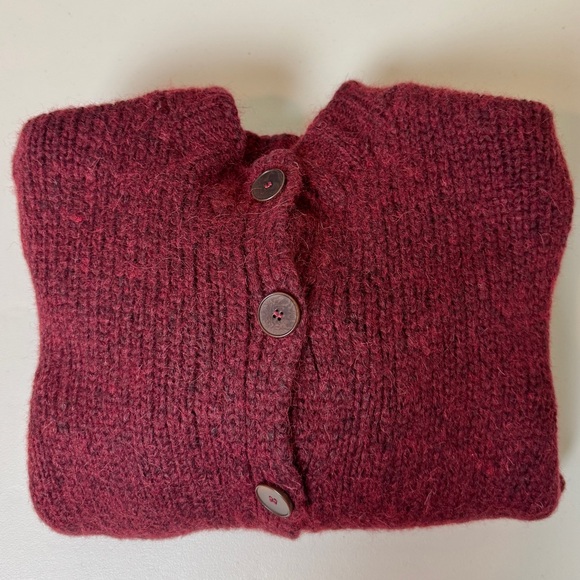 TOAST Burgundy Wool Knit Button-Front Sweater • Cozy Cardigan • Size M - Picture 2 of 16